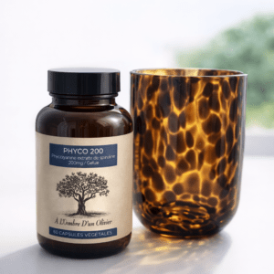 PHYCOCYANINE 200MG 90 GELULES + VERRE SOUFFLÉ  MARRON